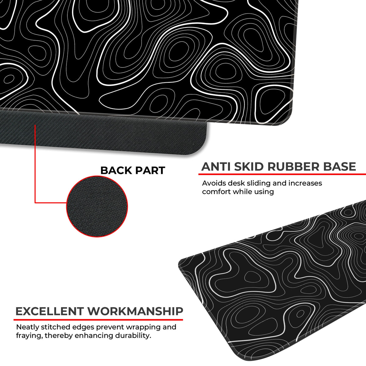 Black Topography - E-XL Mousepad