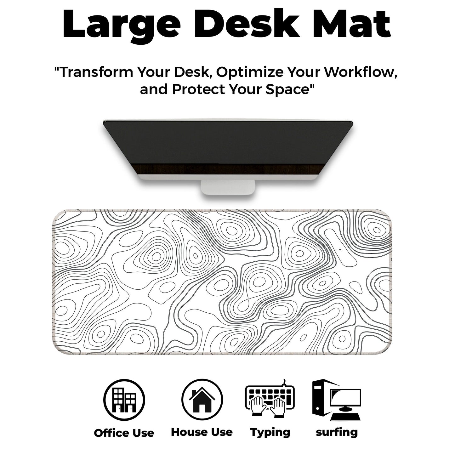 White Topography - XL Mousepad