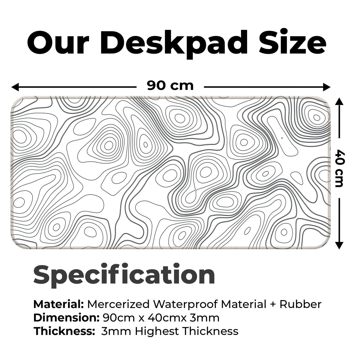 White Topography - XXL Mousepad