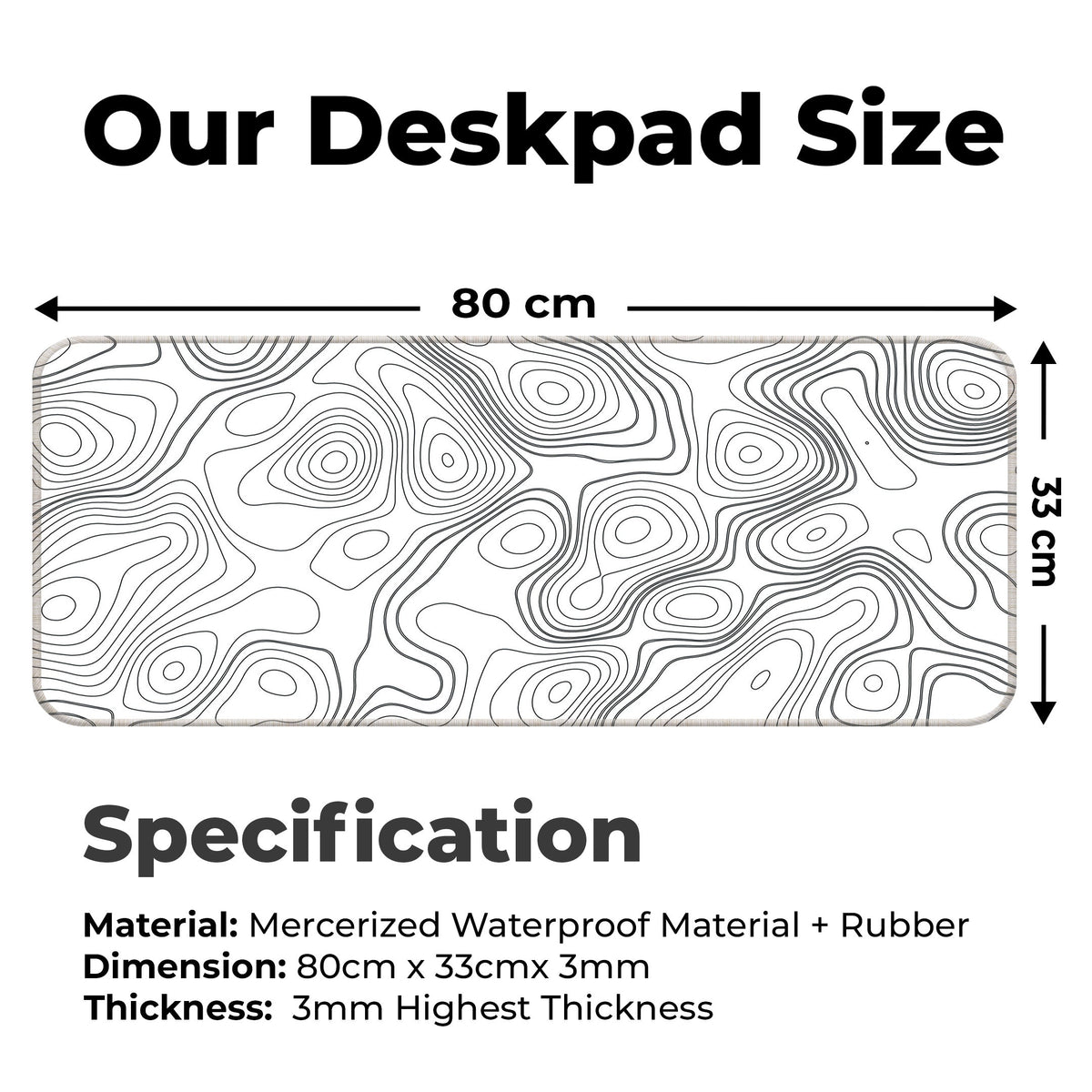 White Topography - E-XL Mousepad