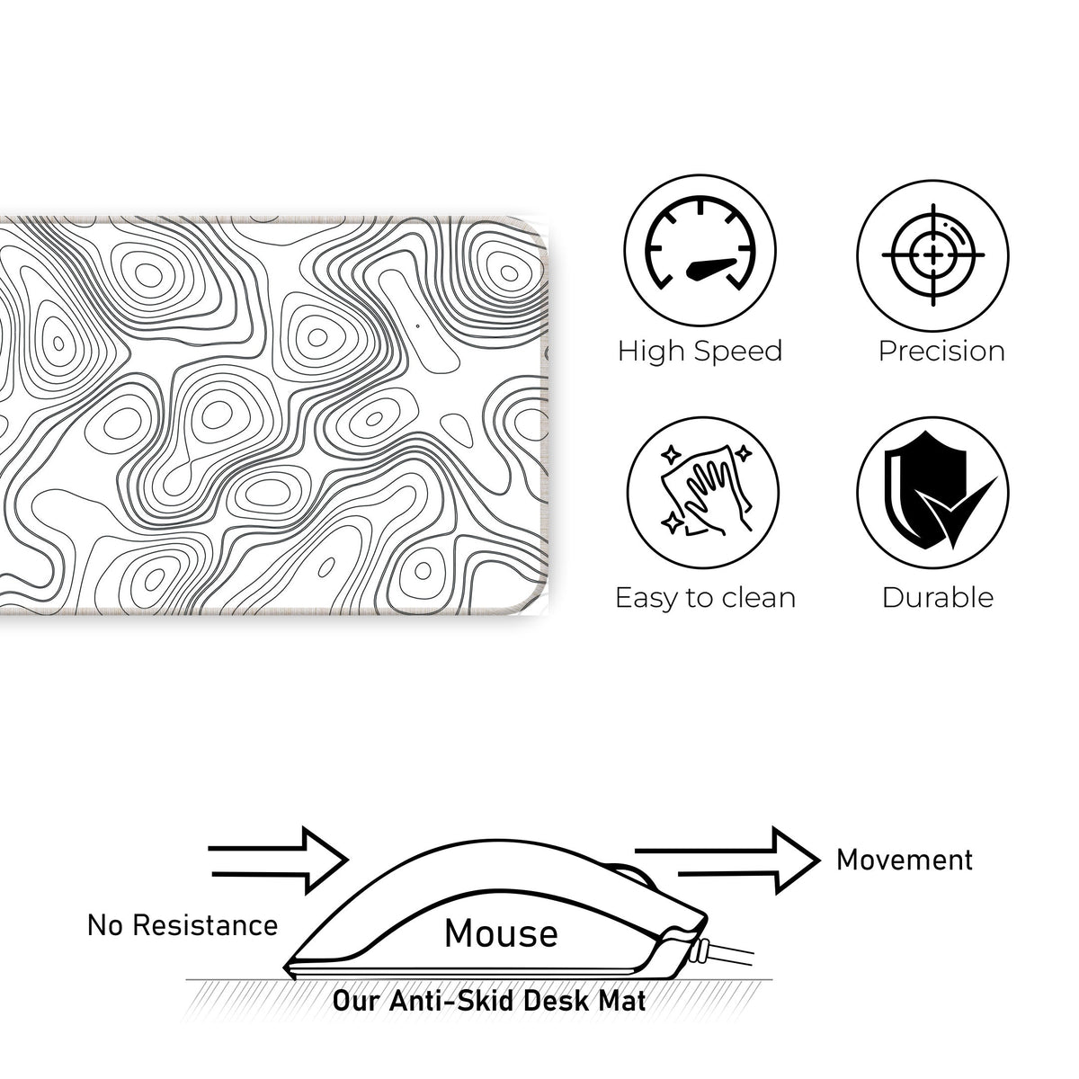 White Topography - E-XL Mousepad