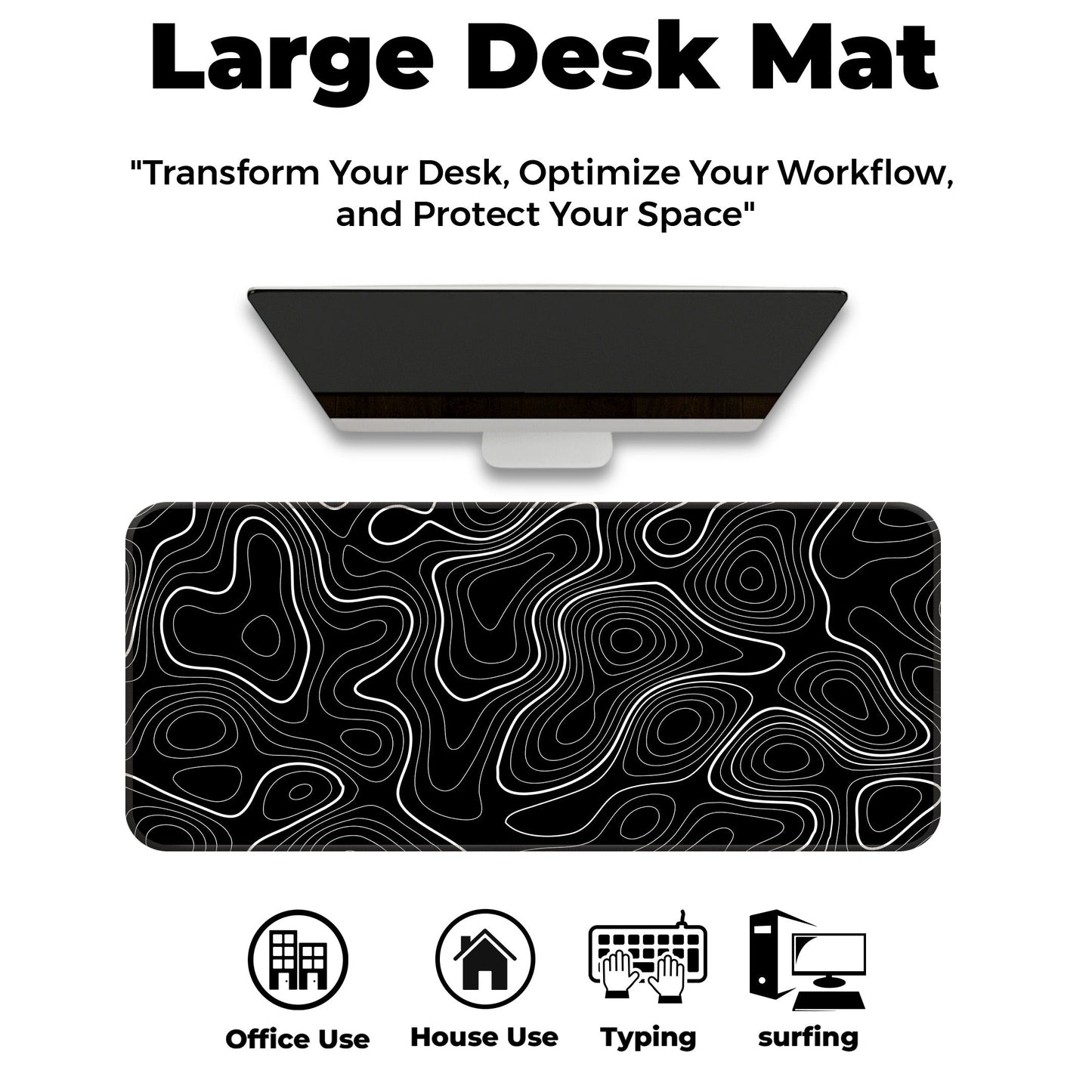 Black Topography - XL Mousepad