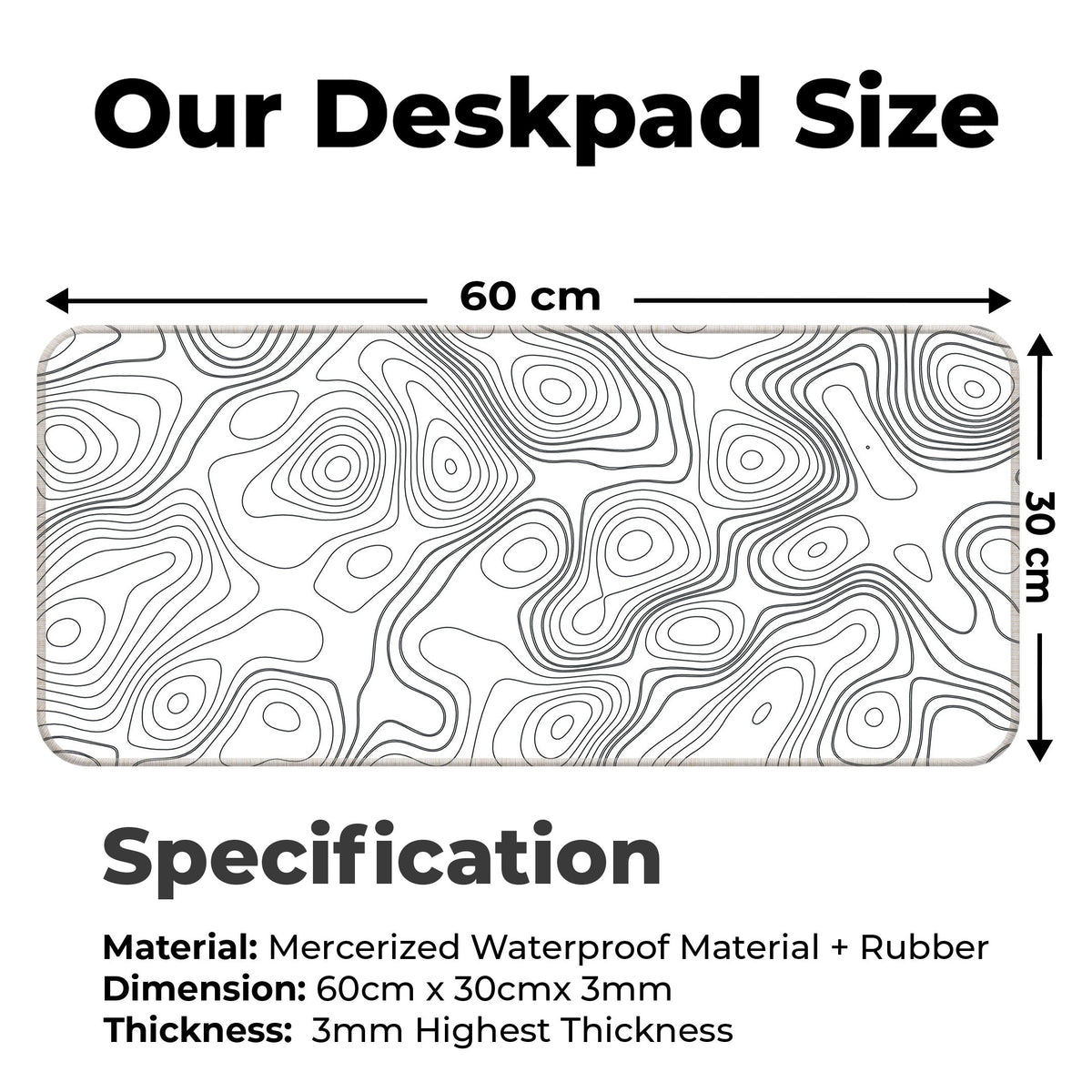 White Topography - XL Mousepad