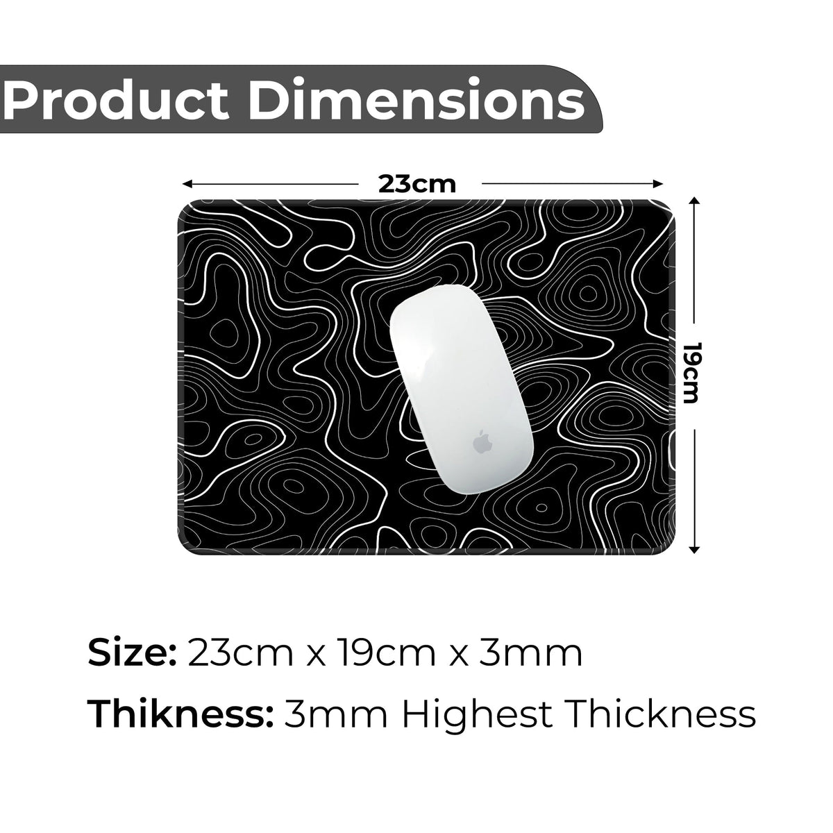 Black Topography - S Size Mousepad