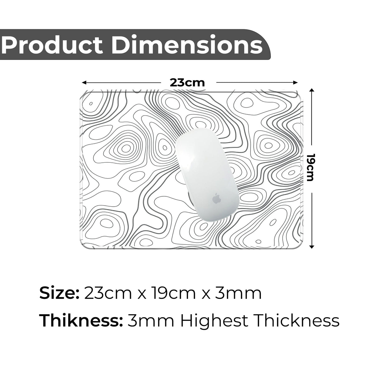 White Topography - S Size Mousepad