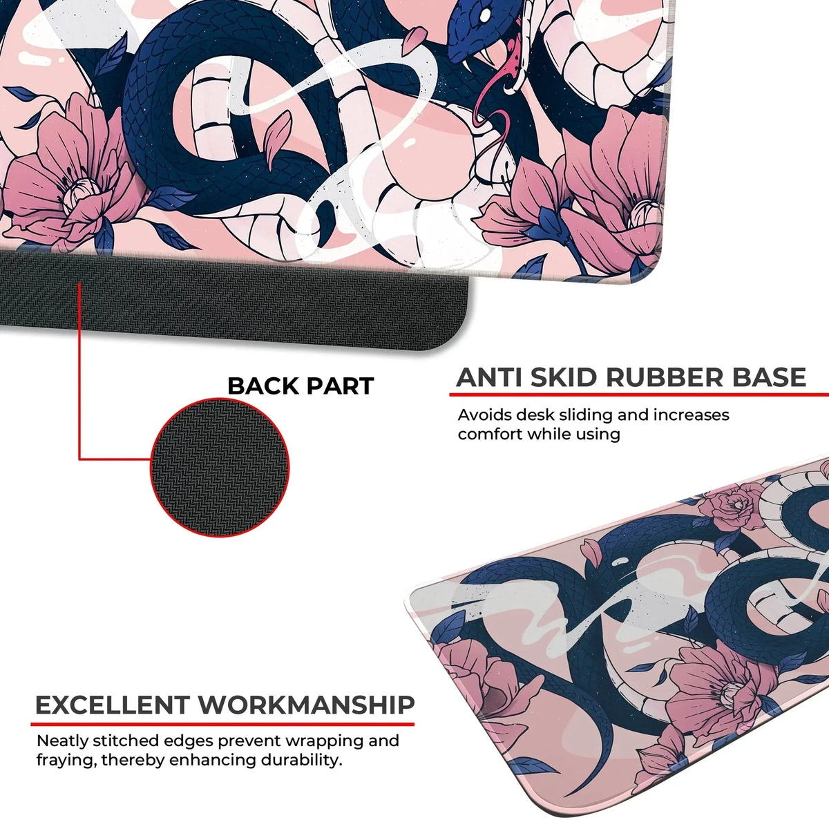 Sakura Snakes - Blue - XL Mousepad