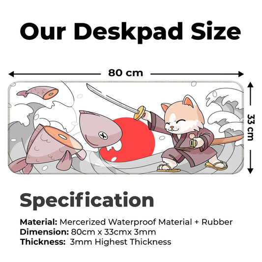 Japanese Cat - White - E-XL Mousepad