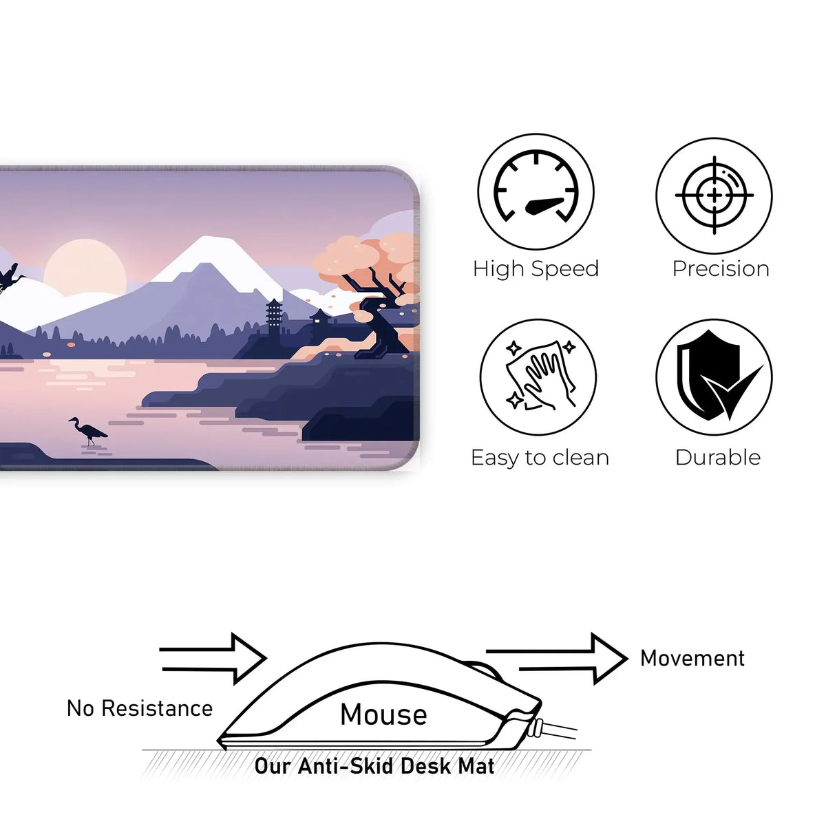 Mountains Art - Lavender- XL Mousepad