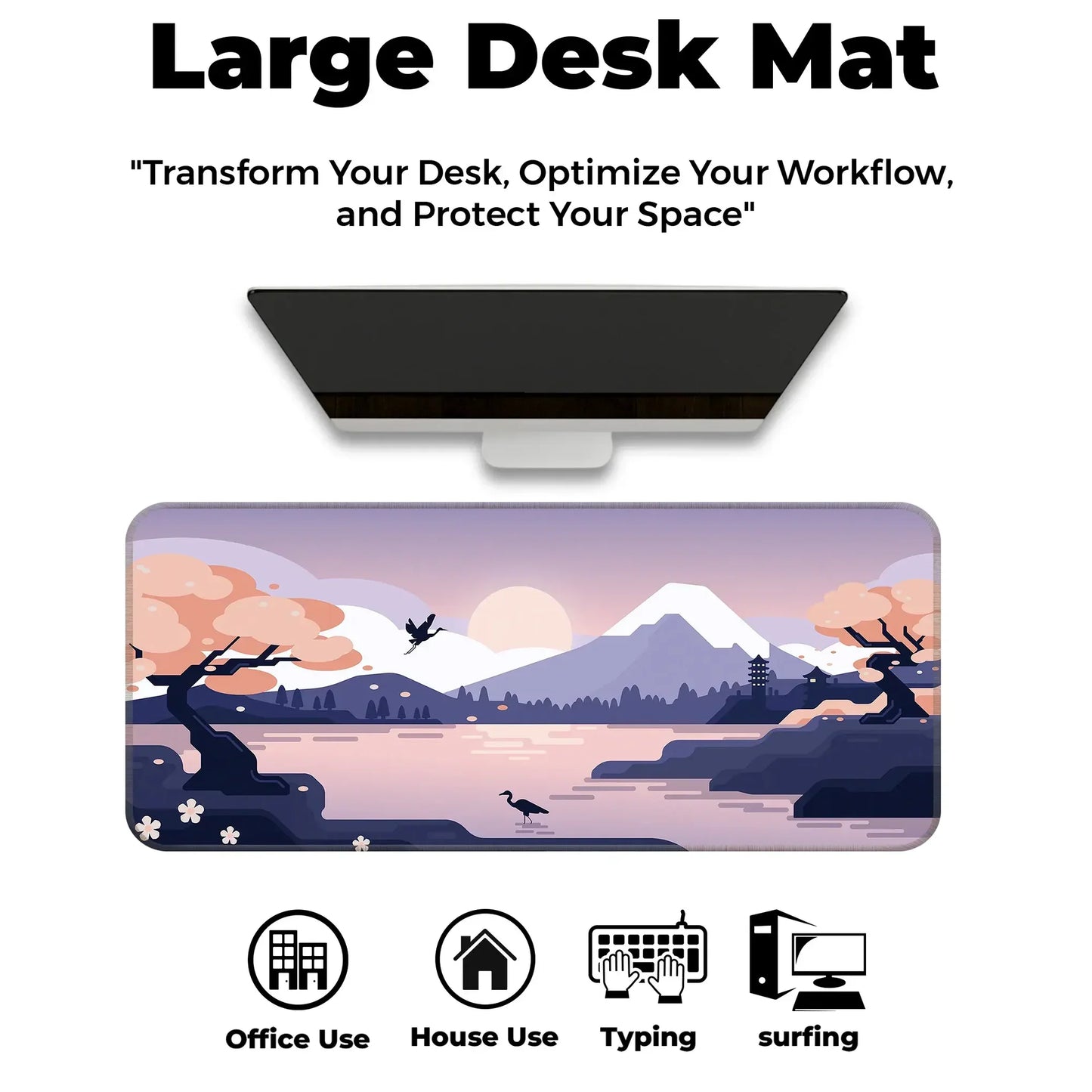 Mountains Art - Lavender- XL Mousepad