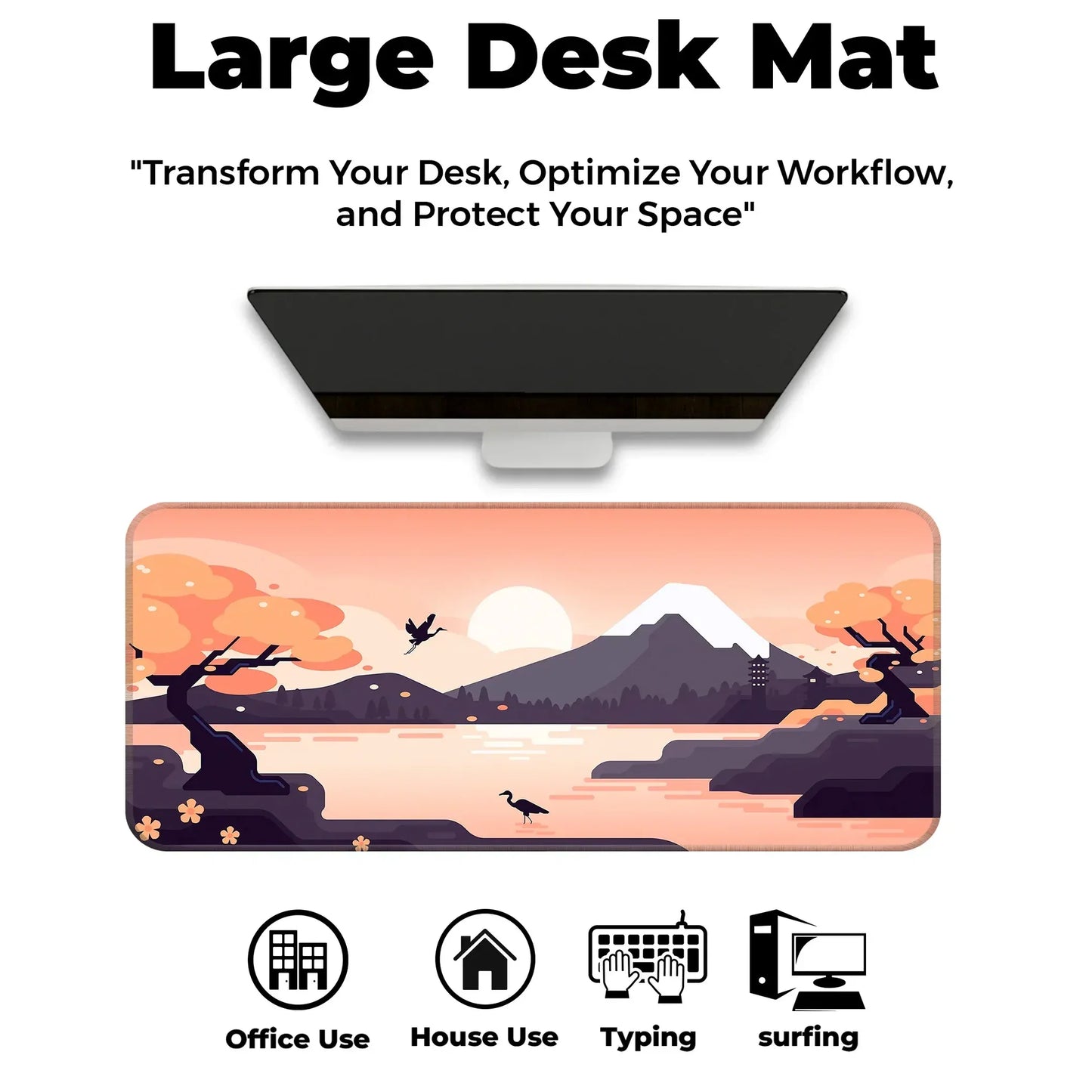 Mountains Art - Orange - XL Mousepad