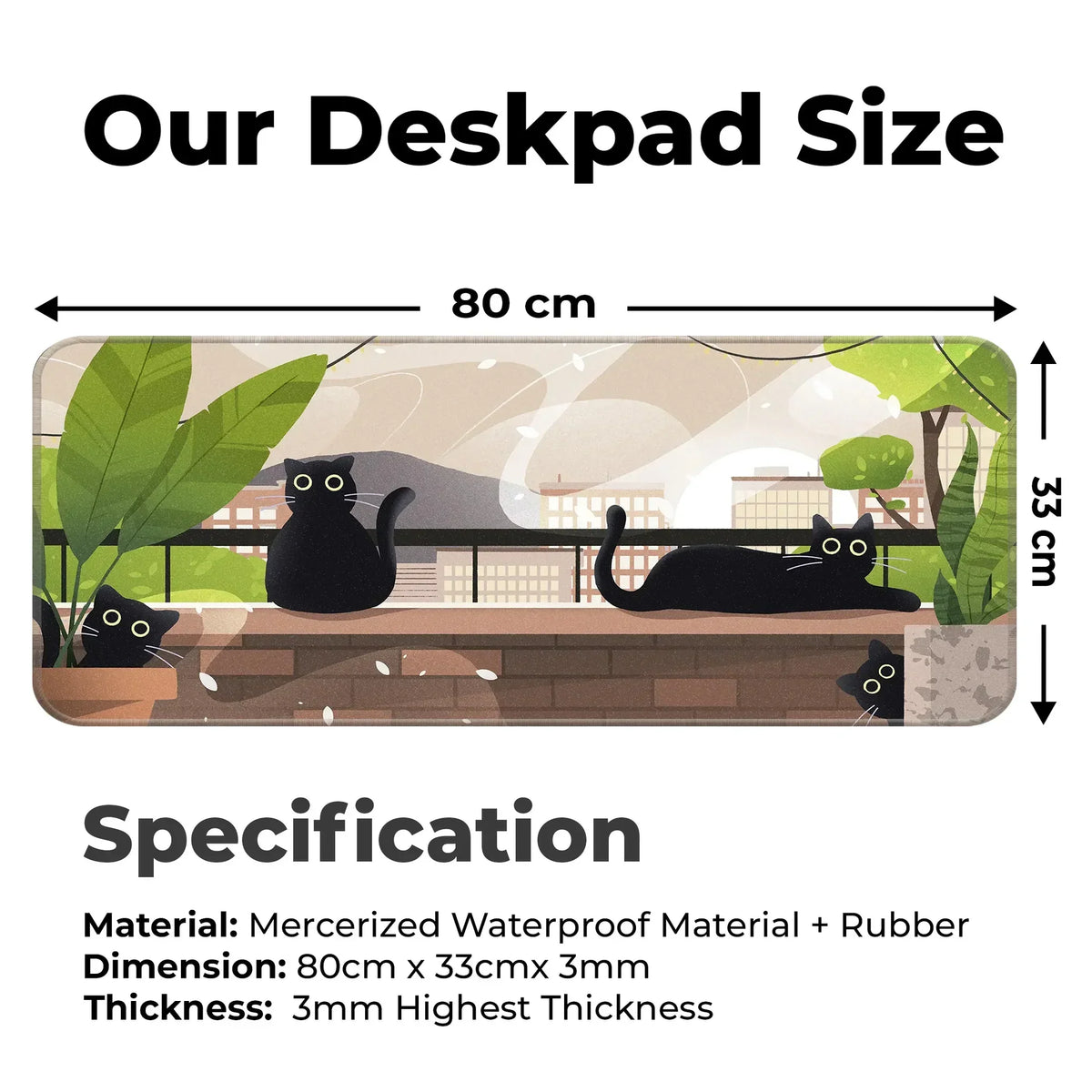 Relaxed Black Kittens - Green - E-XL Mousepad