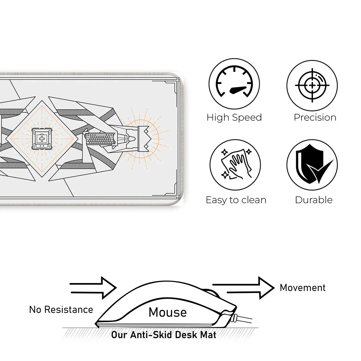 Minimal Keycap - Off White - E-XL Mousepad