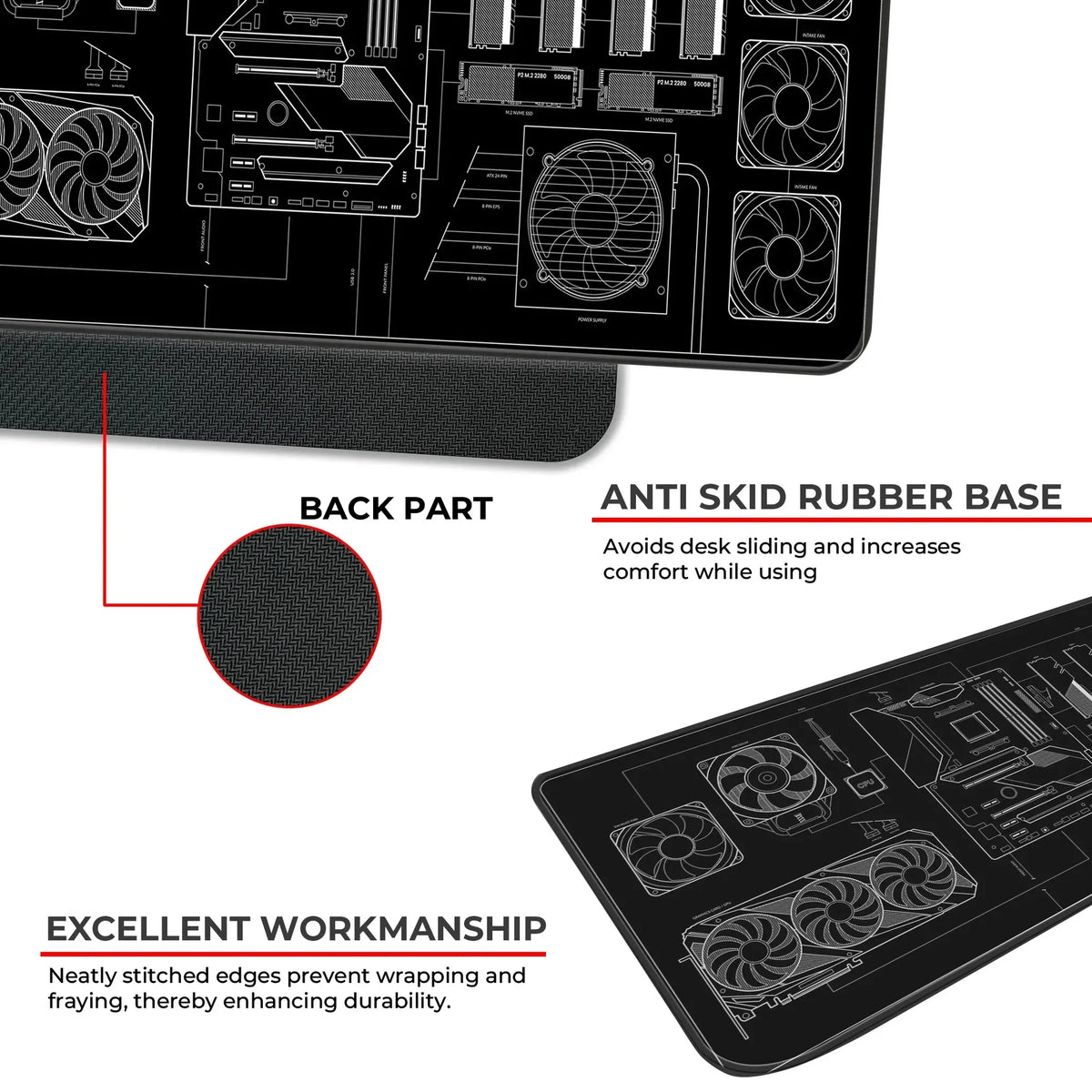 PC Building Guide - Black - XL Mousepad