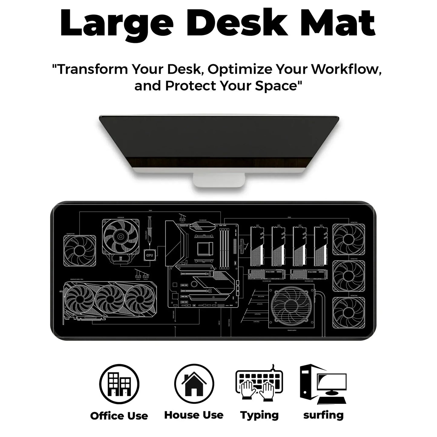 PC Building Guide - Black - E-XL Mousepad