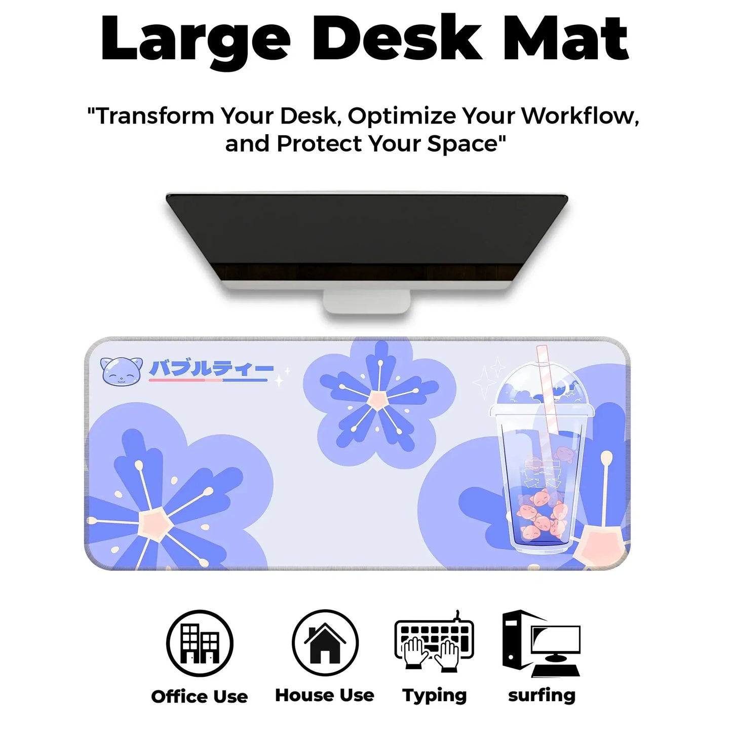 Bubble Tea Cup - Blue - E-XL Mousepad