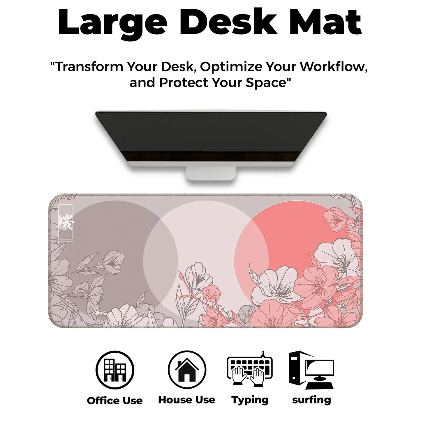Sakura Circles - Peach - E-XL Mousepad