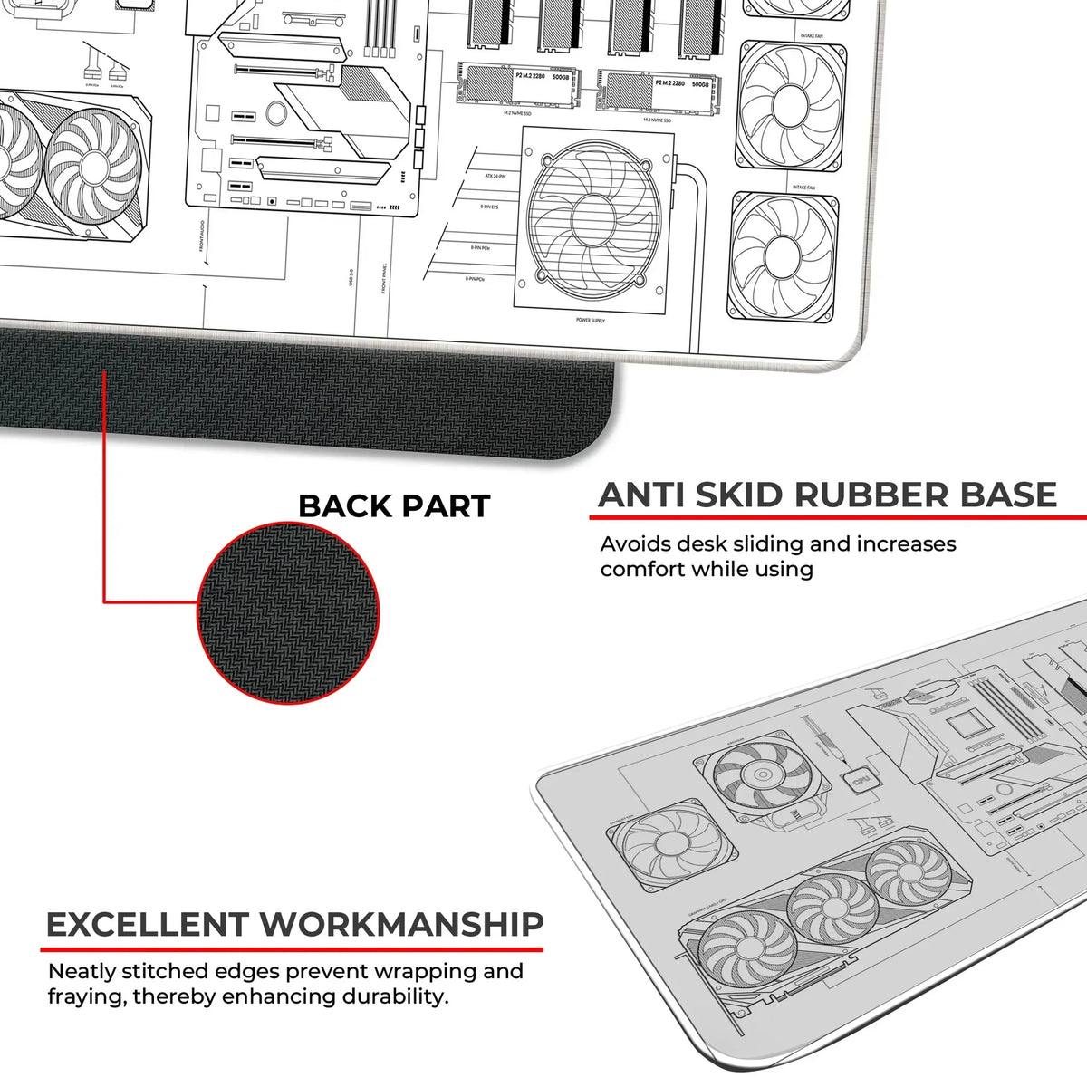 PC Building Guide - White - E-XL Mousepad