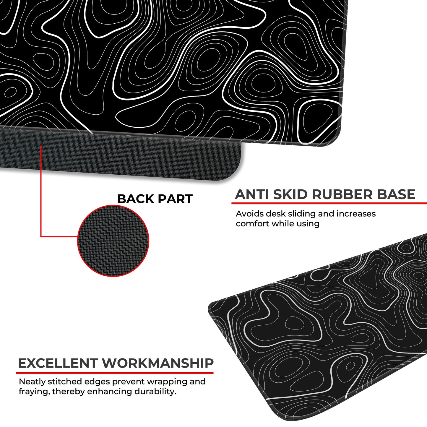 Black Topography - E-XL Mousepad