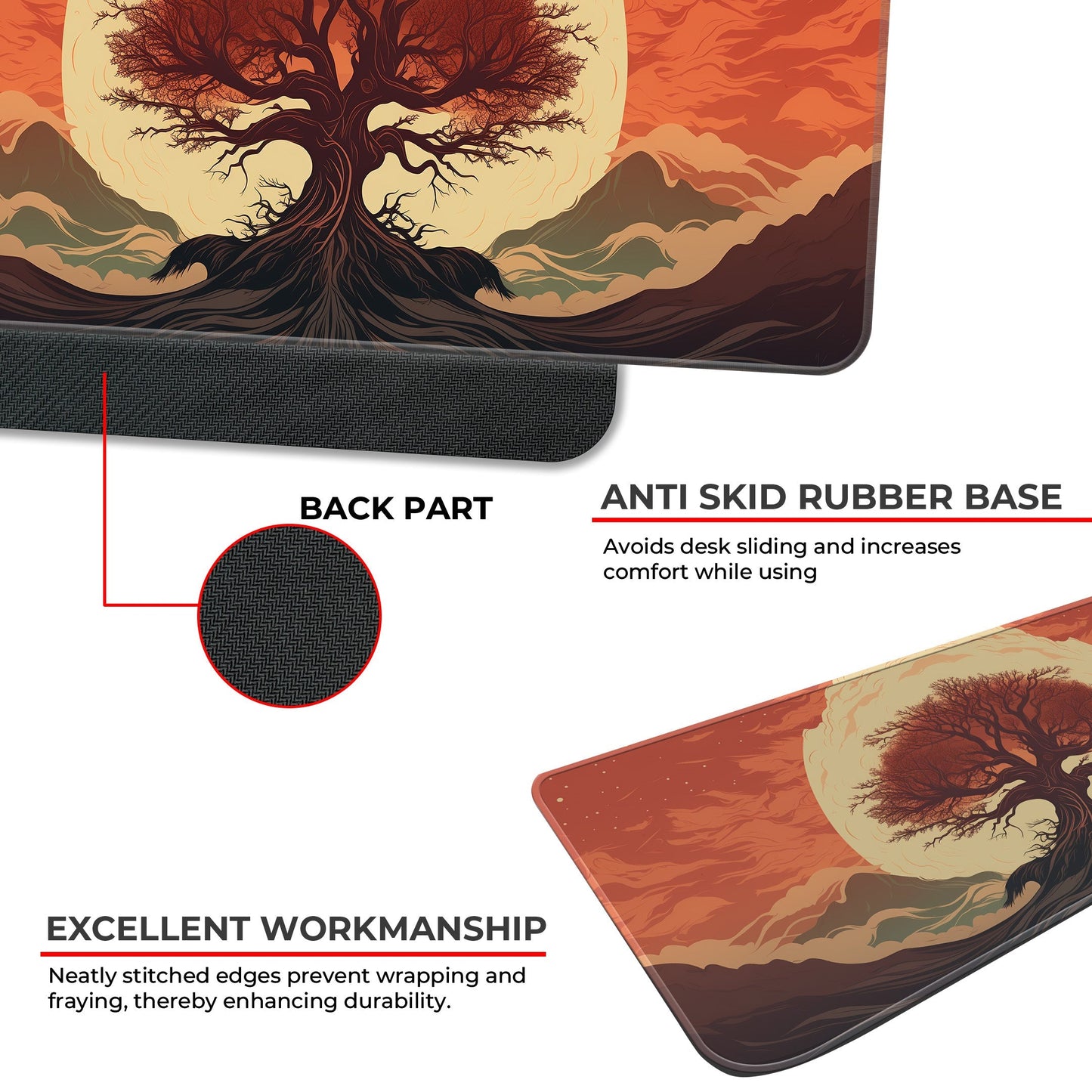 Red Tree Abstract - E-XL Mousepad