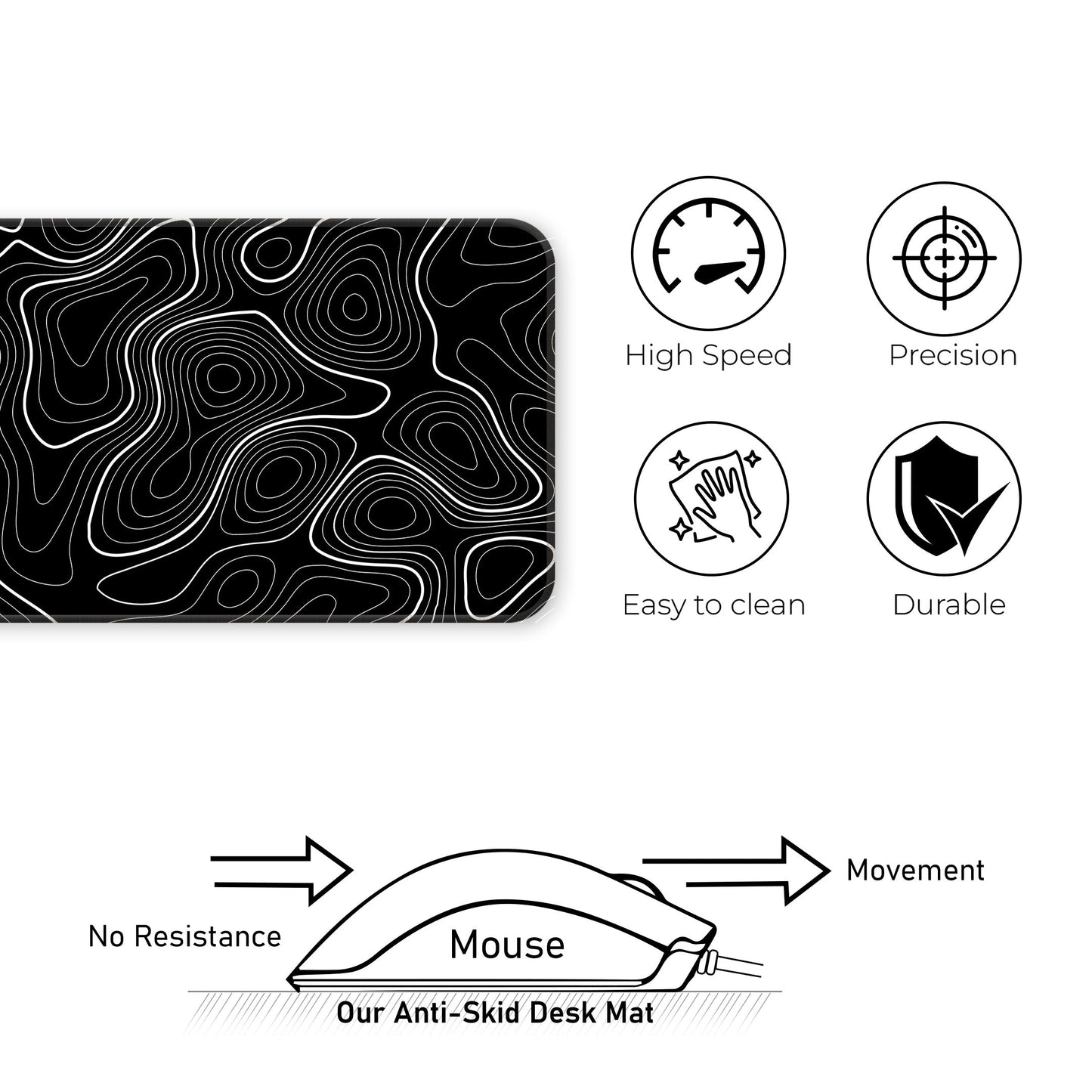 Black Topography - E-XL Mousepad