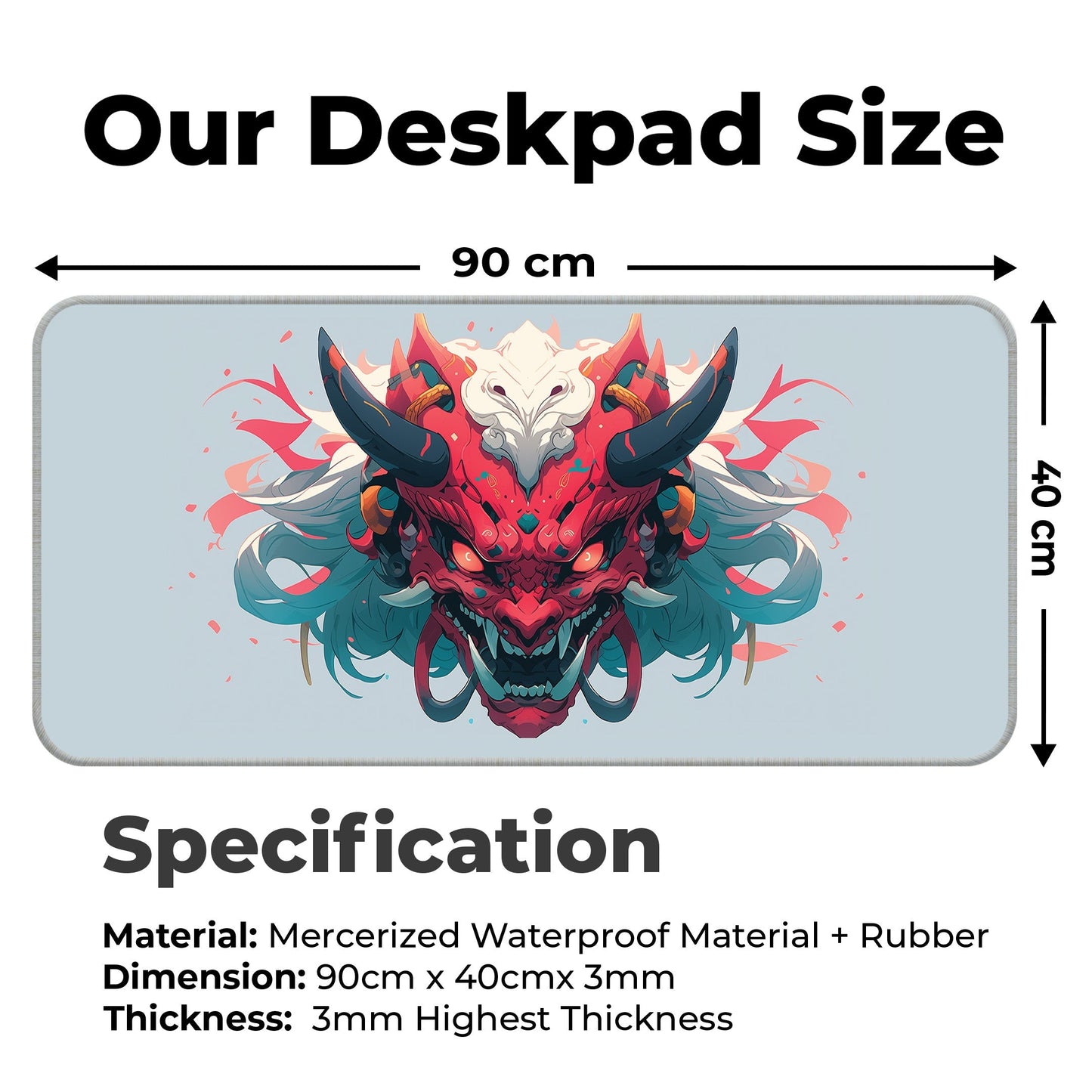 Oni Mask - Light - XXL Mousepad