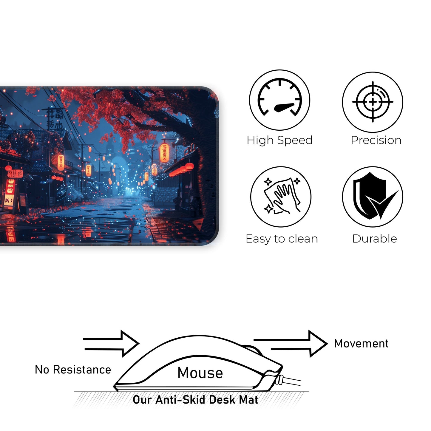 Japanese Night City - E-XL Mousepad