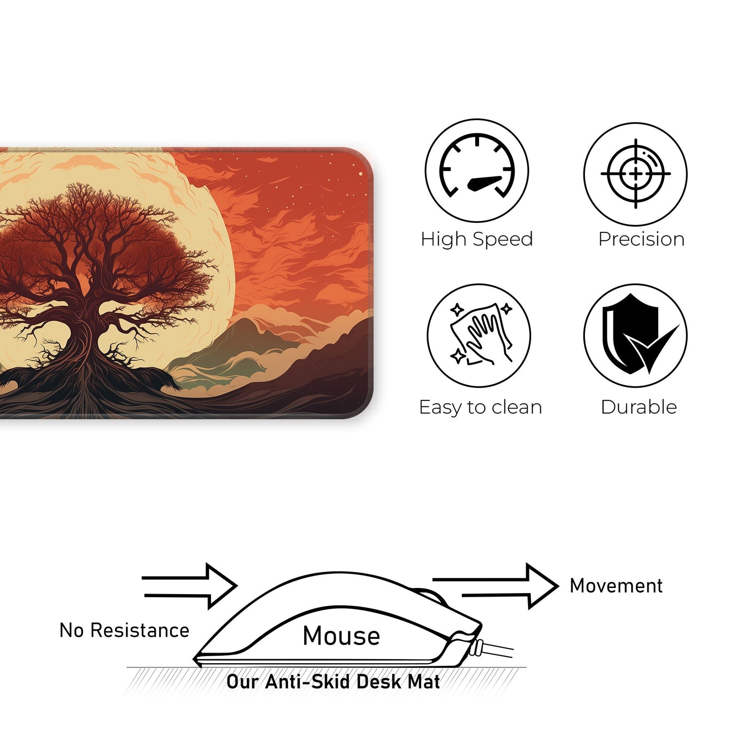 Red Tree Abstract - XL Mousepad