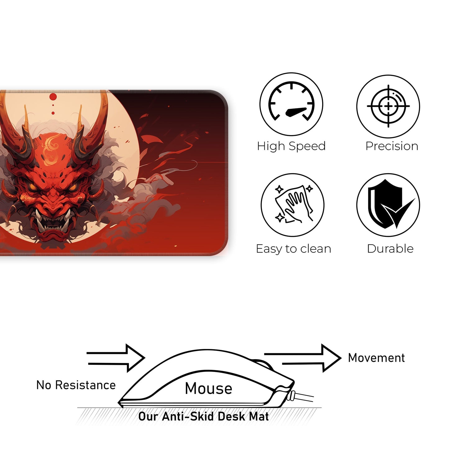 Oni Mask - Red - E-XL Mousepad