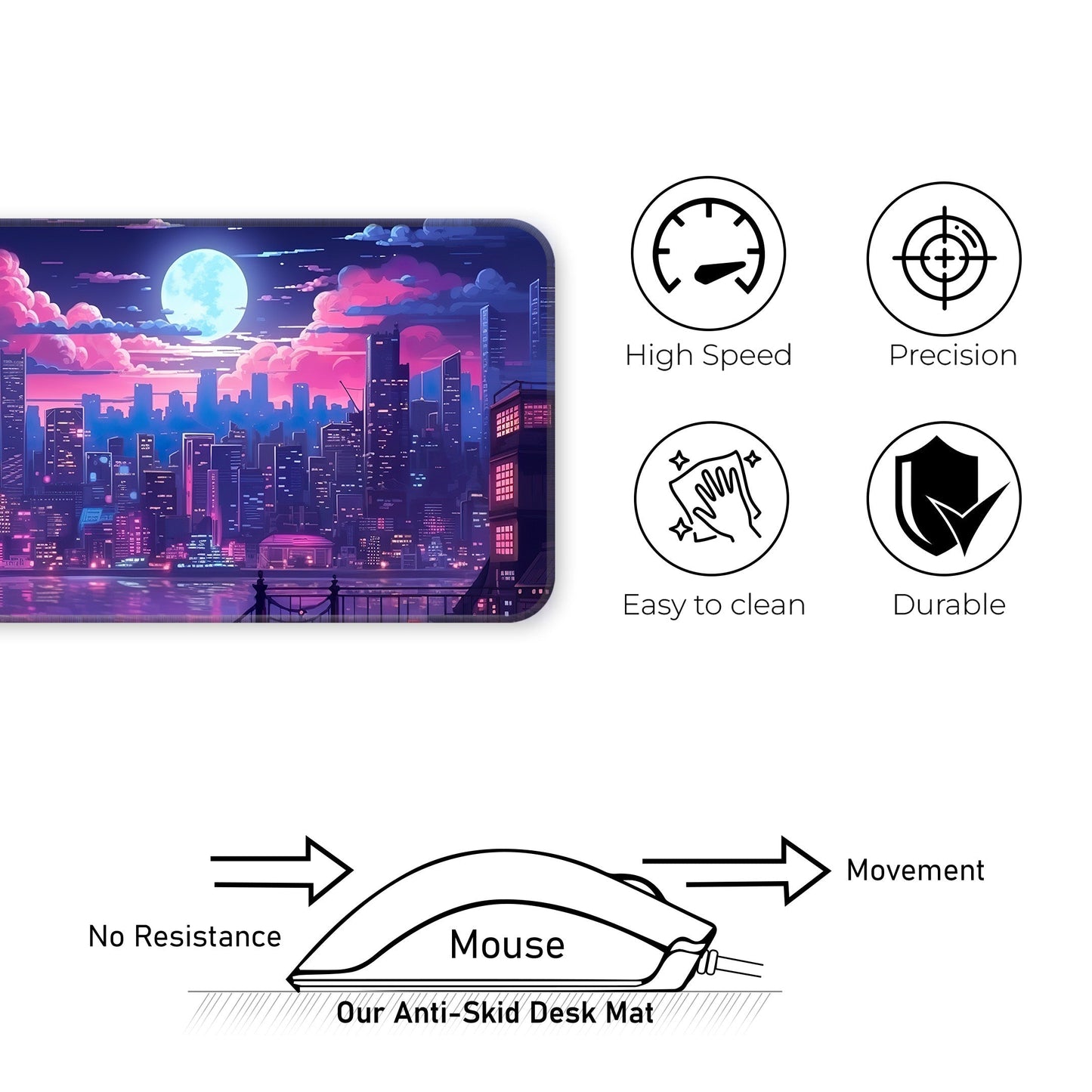 Midnight City Abstract - XL Mousepad