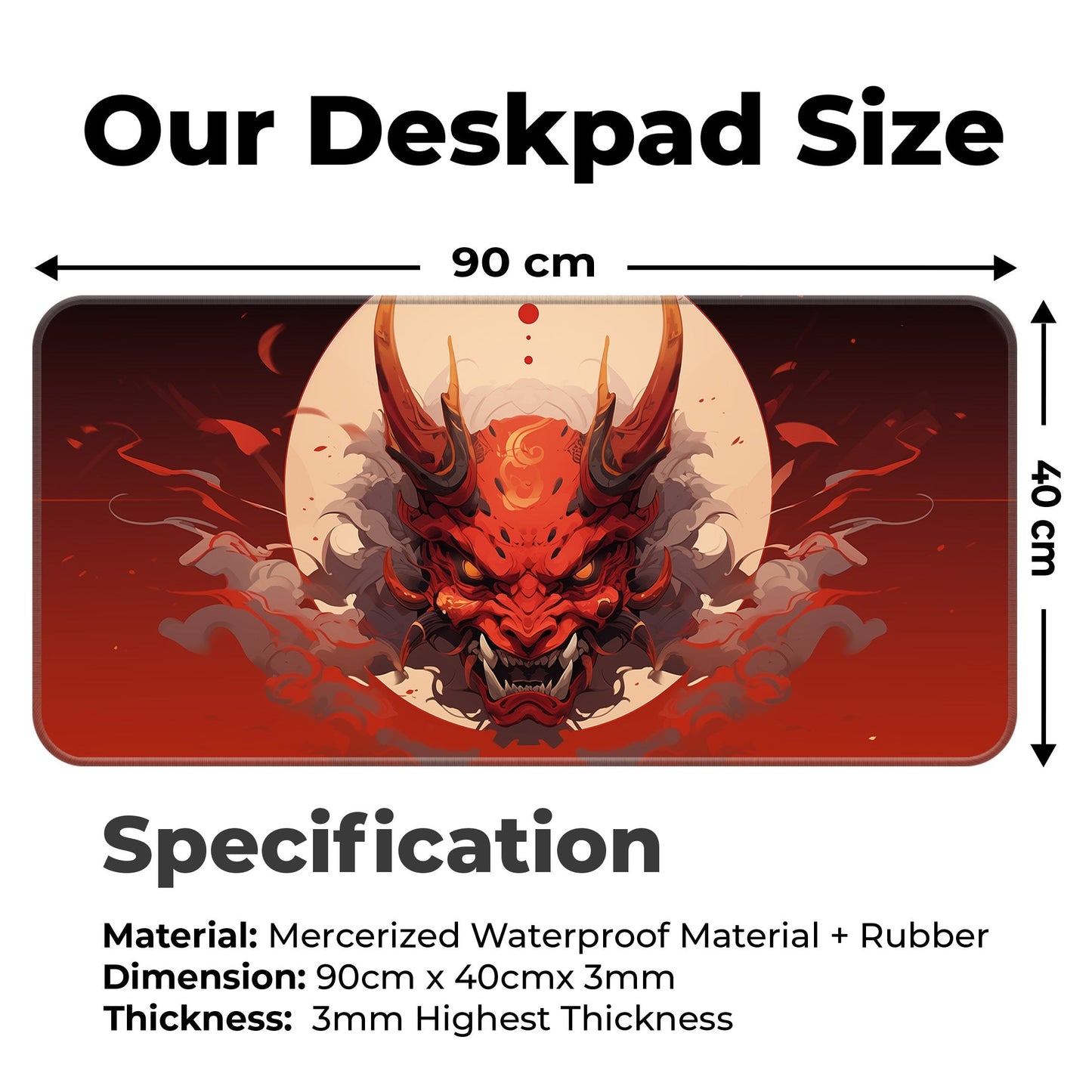 Oni Mask - Red - XXL Mousepad