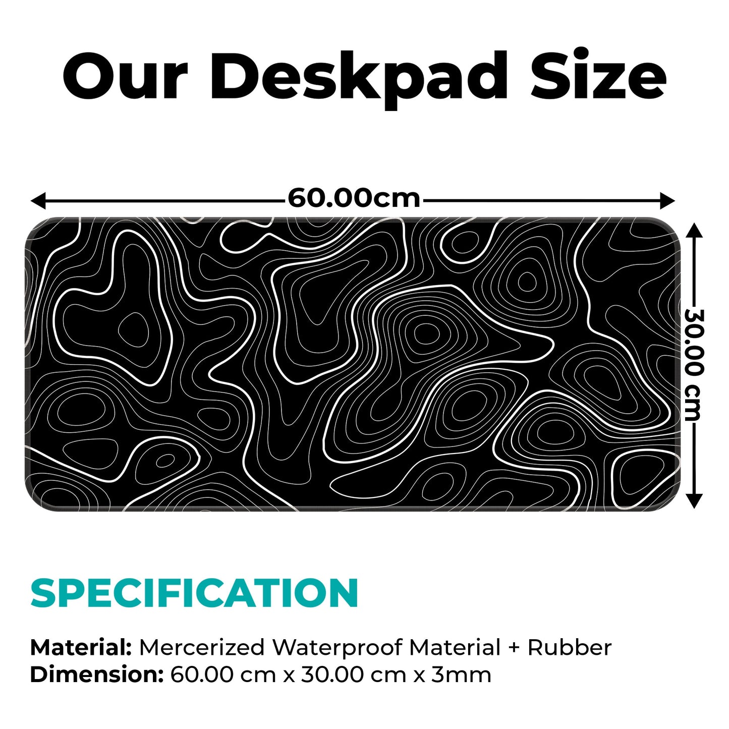 Black Topography - XL Mousepad