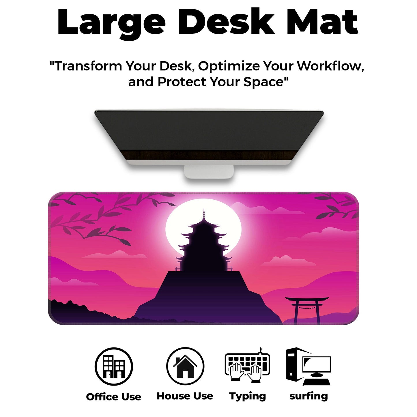 Pink Japanese Temple - XXL Mousepad