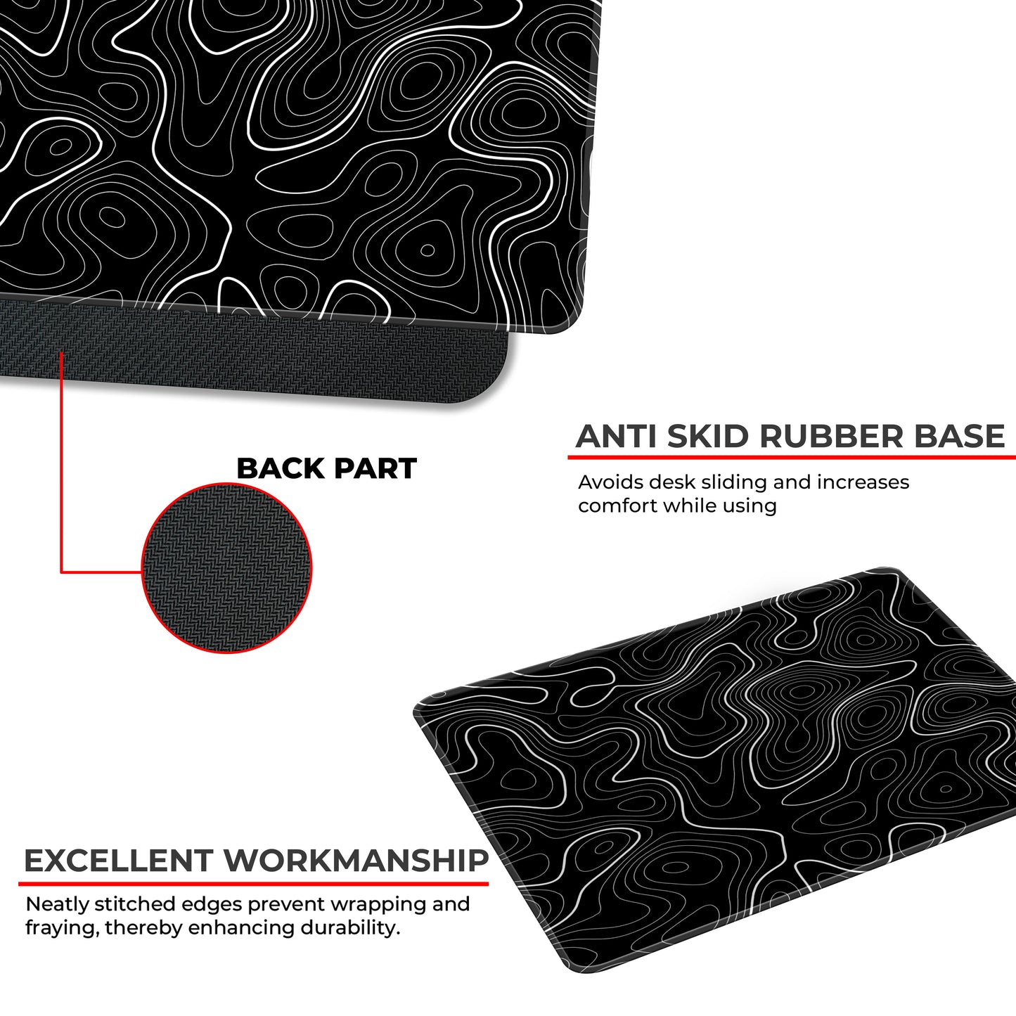 Black Topography - S Size Mousepad