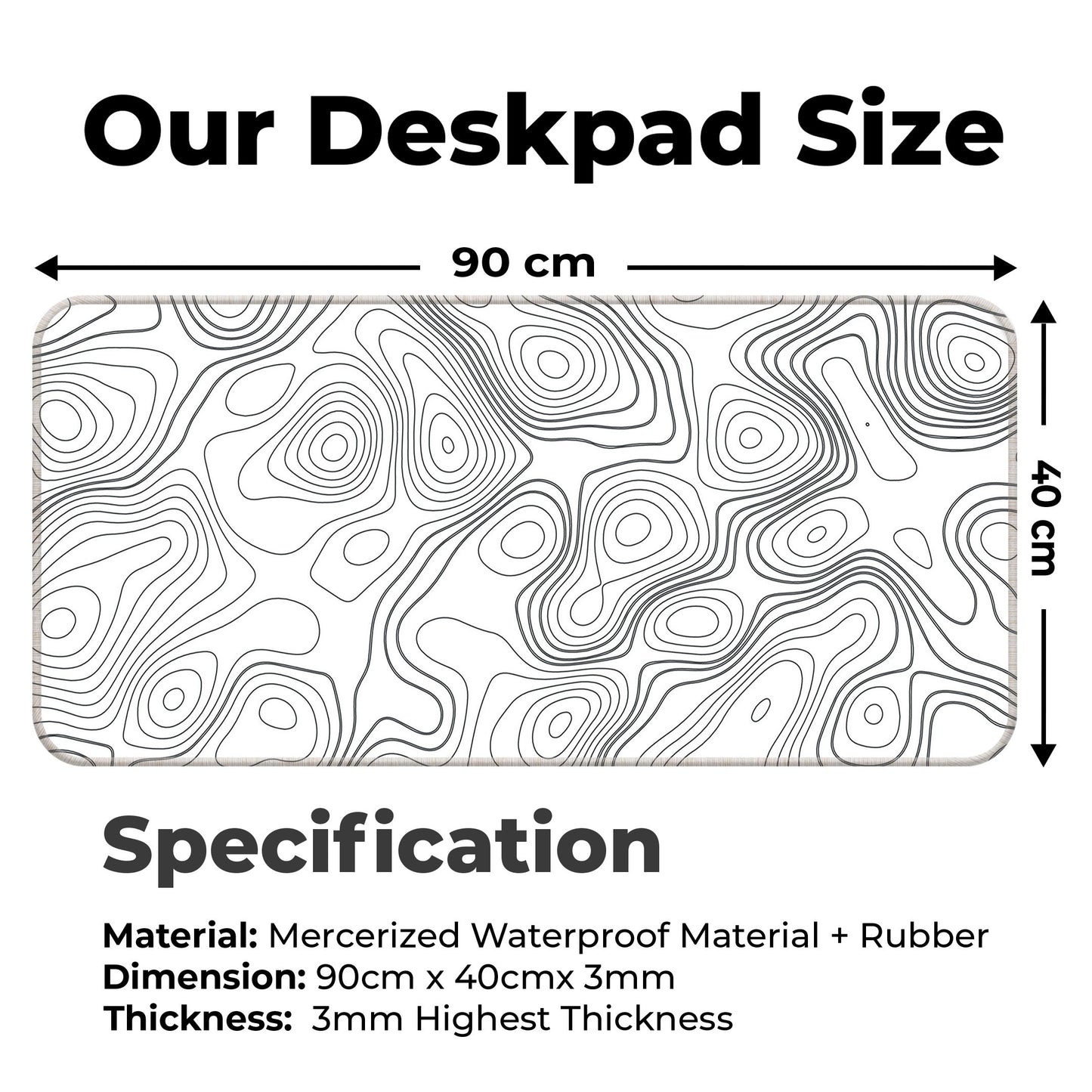 White Topography - XXL Mousepad