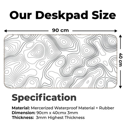 White Topography - XXL Mousepad