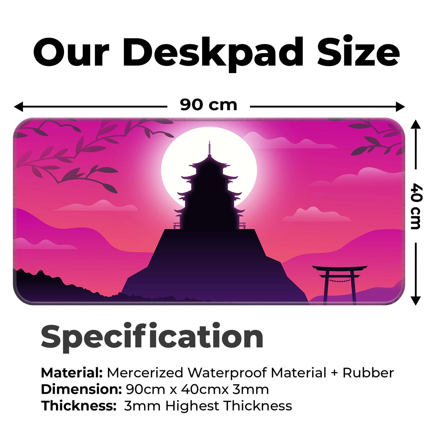 Pink Japanese Temple - XXL Mousepad