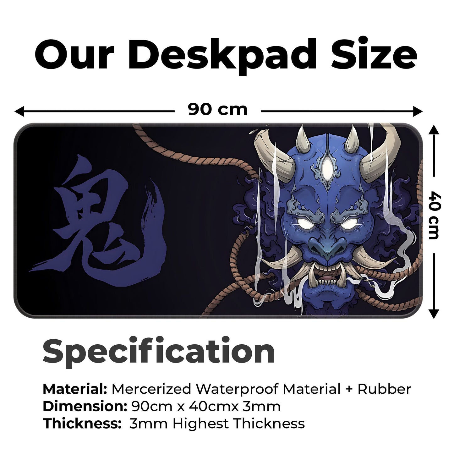 Demon Oni - Blue - XXL Mousepad