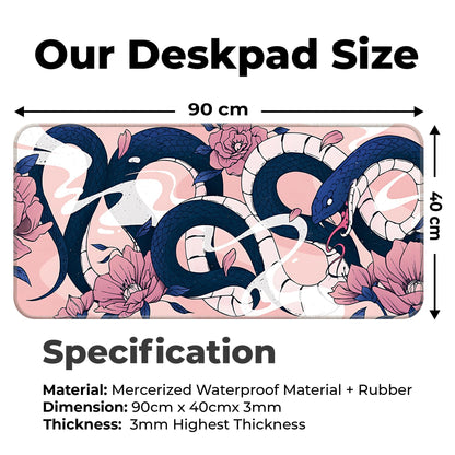 Sakura Snakes - Blue - XXL Mousepad