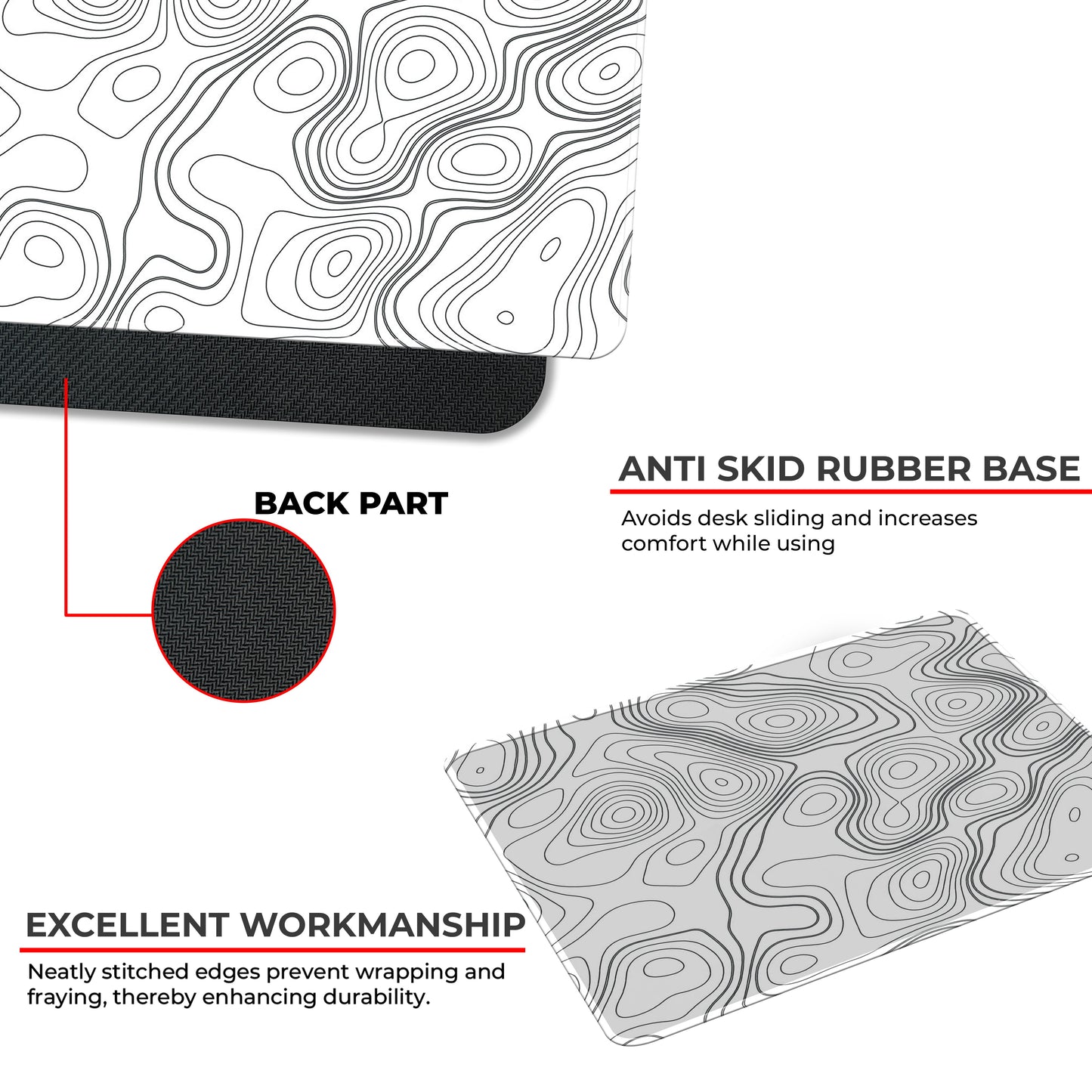 White Topography - S Size Mousepad