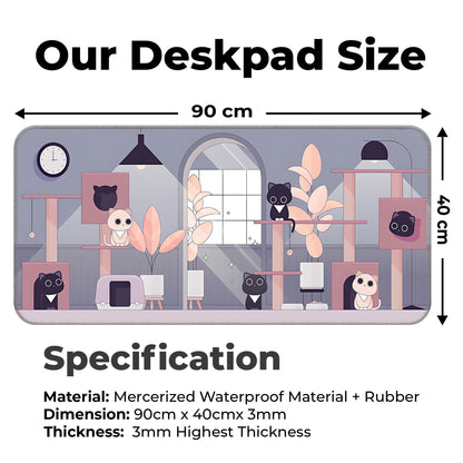 Relaxed Black Kittens - Lavender - XXL Mousepad