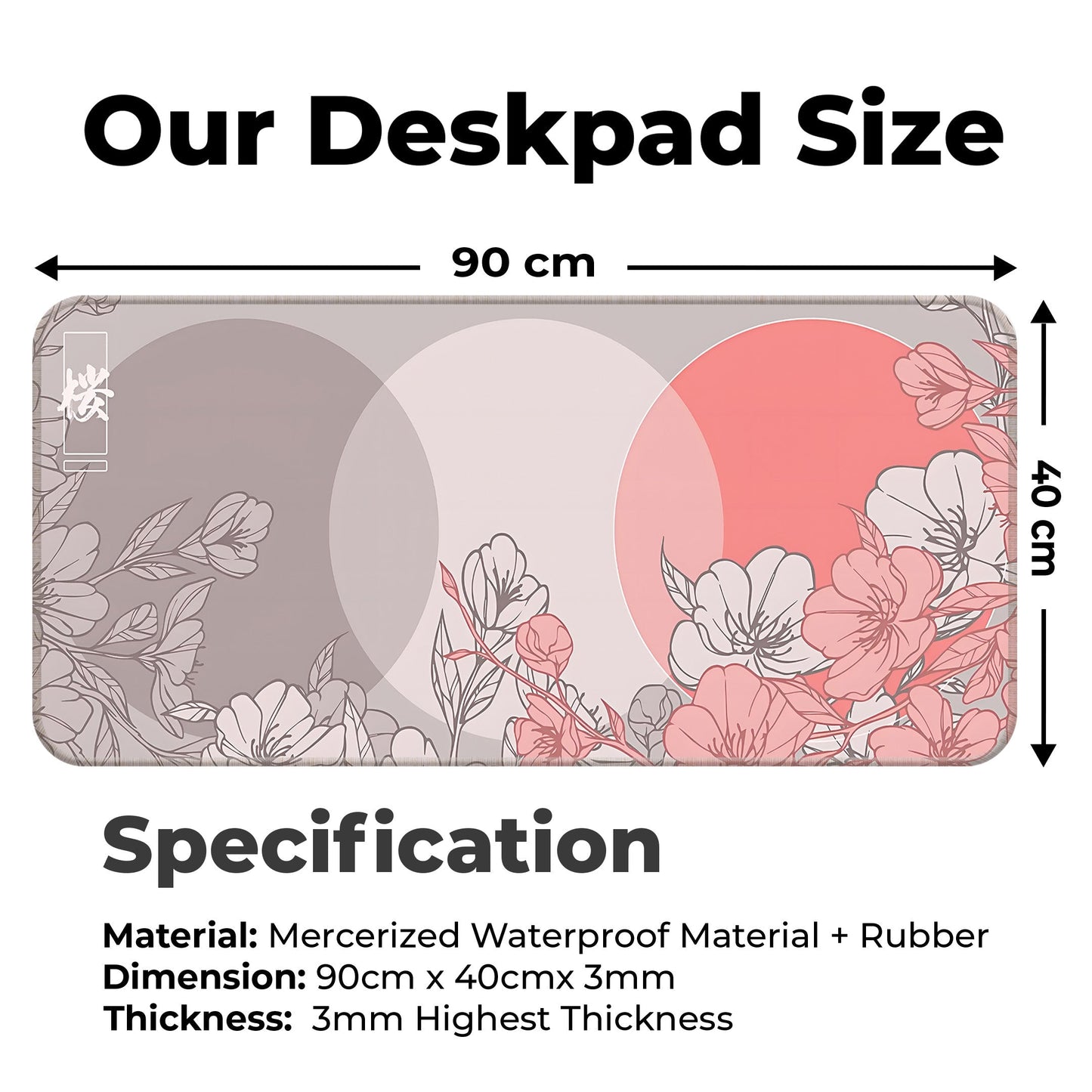 Sakura Circles - Peach - XXL Mousepad