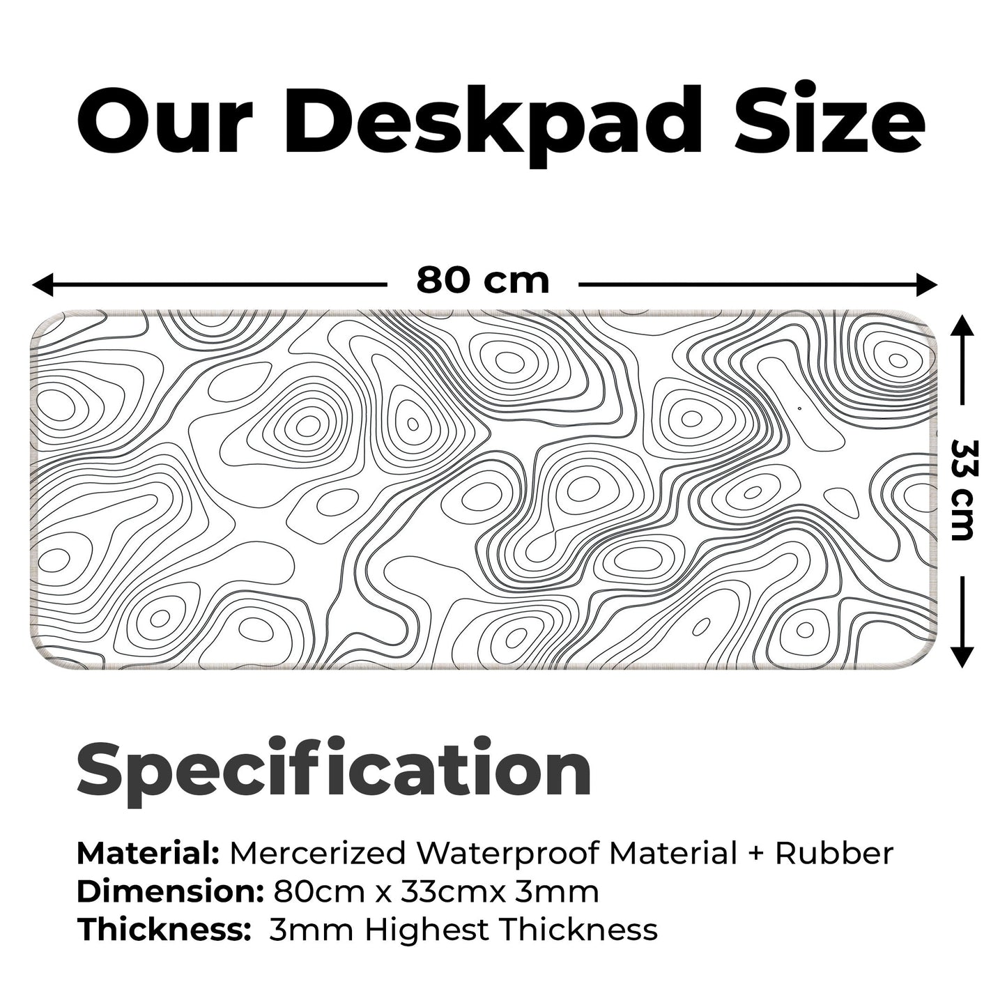 White Topography - E-XL Mousepad