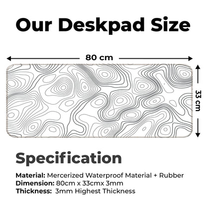 White Topography - E-XL Mousepad