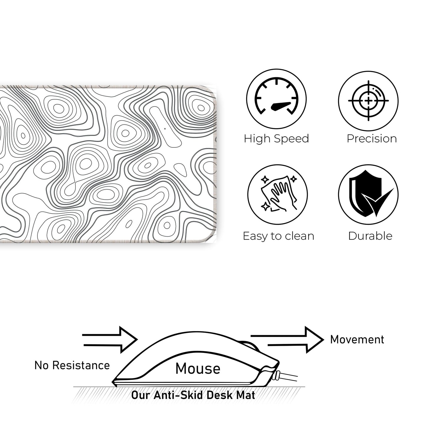 White Topography - XXL Mousepad
