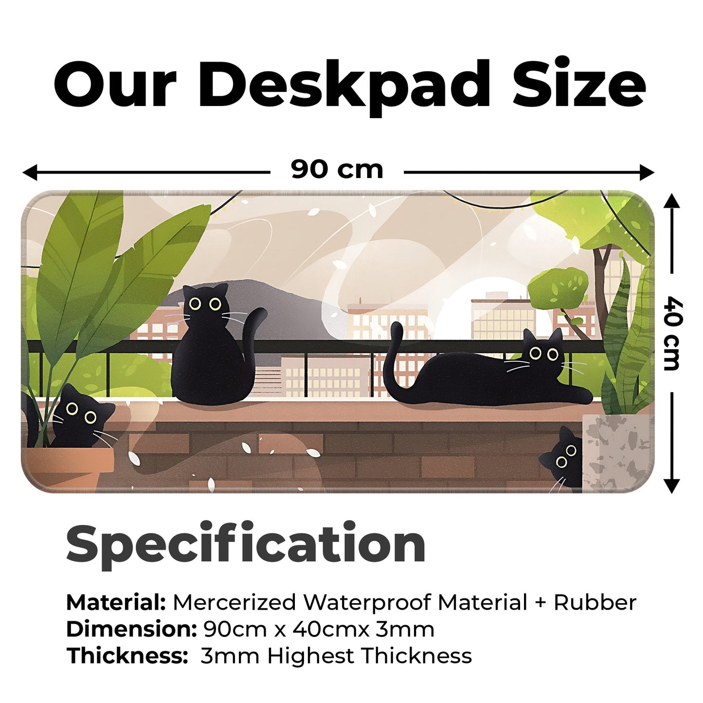 Relaxed Black Kittens - Green - XXL Mousepad