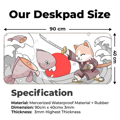 Japanese Cat - White - XXL Mousepad