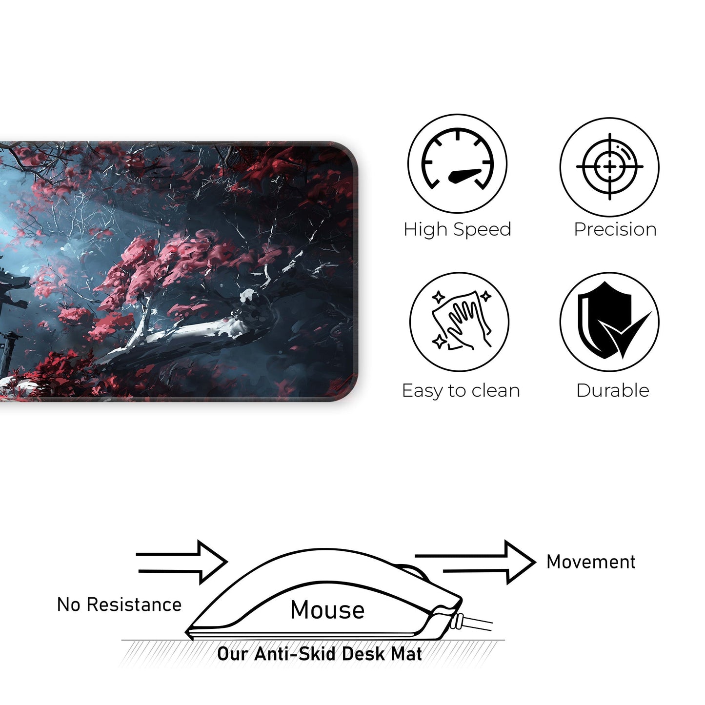 Dark Sakura Art - E-XL Mousepad