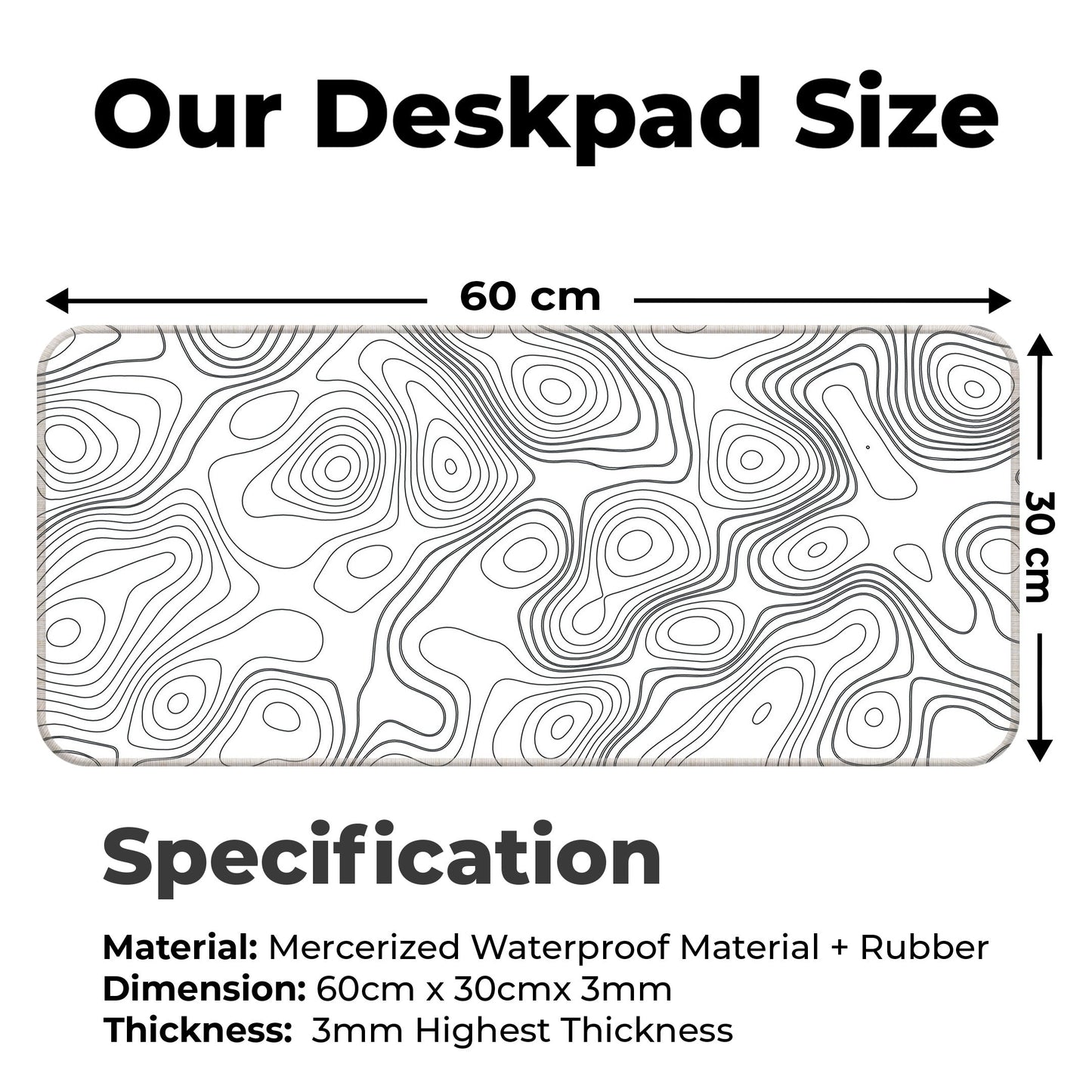 White Topography - XL Mousepad