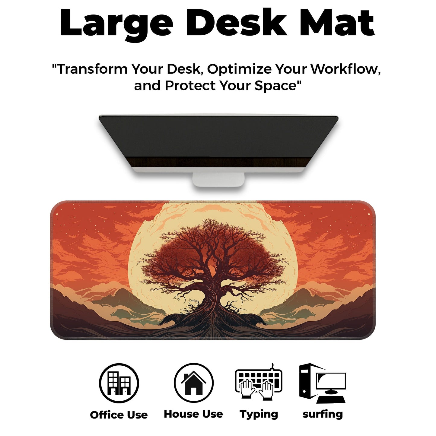 Red Tree Abstract - E-XL Mousepad