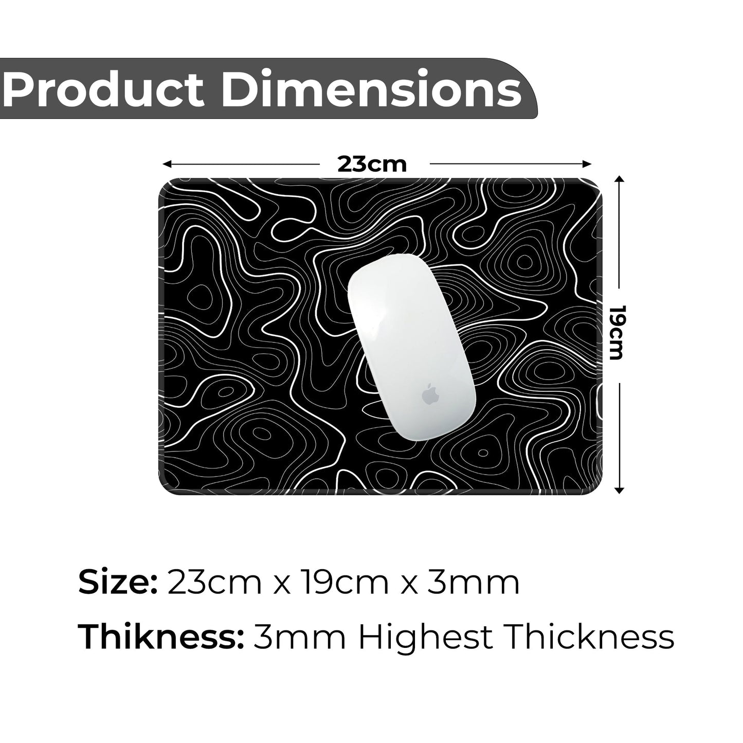 Black Topography - S Size Mousepad